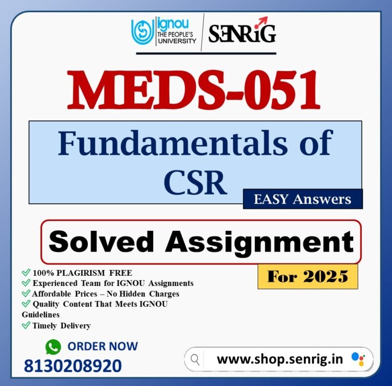 IGNOU MEDS-051 Solved Assignment 2025 PDF (English)