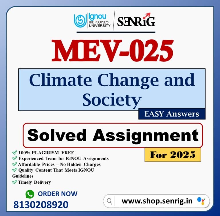 IGNOU MEV-025 Solved Assignment 2025 PDF (English)