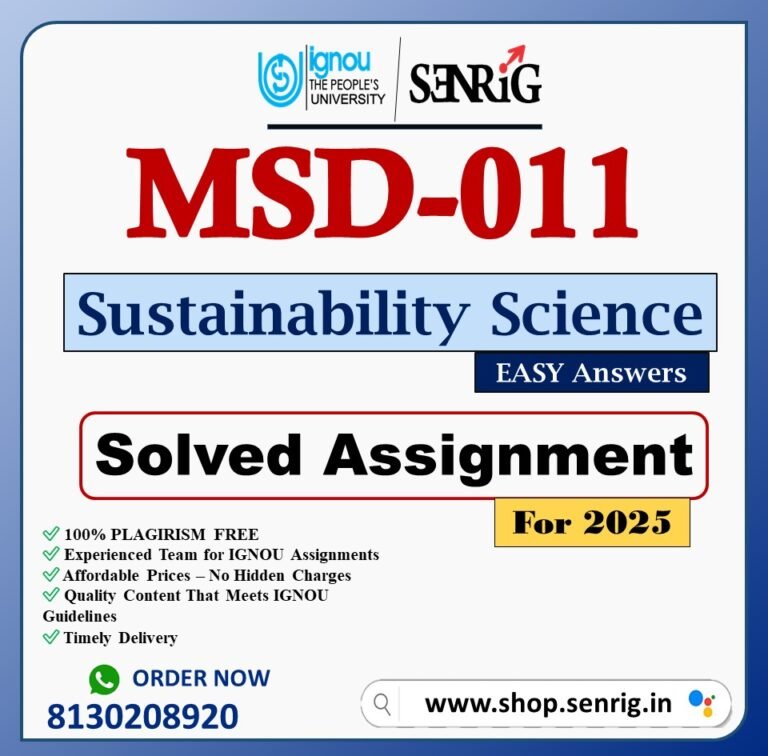 IGNOU MSD-011 Solved Assignment 2025 PDF (English)
