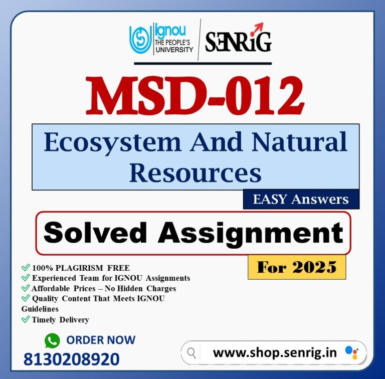 IGNOU MSD-012 Solved Assignment 2025 PDF (English)