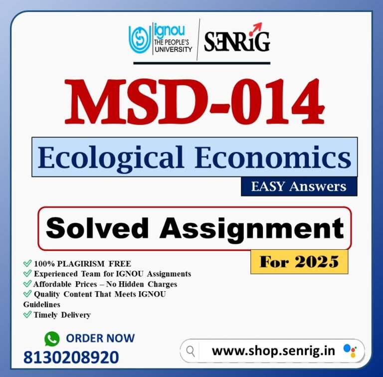 IGNOU MSD-014 Solved Assignment 2025 PDF (English)
