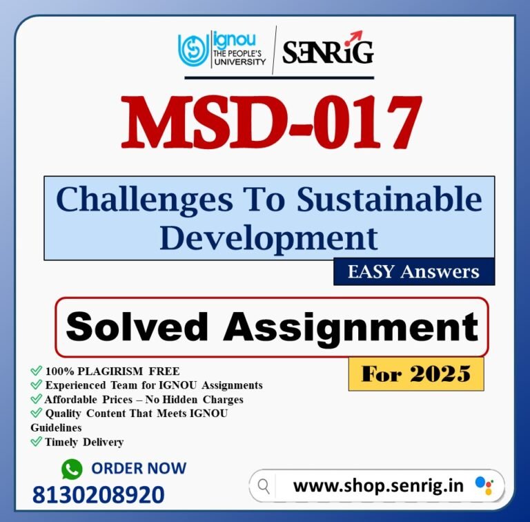 IGNOU MSD-017 Solved Assignment 2025 PDF (English)
