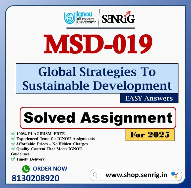 IGNOU MSD-019 Solved Assignment 2025 PDF (English)