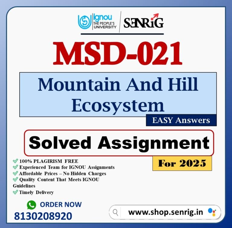 IGNOU MSD-021 Solved Assignment 2025 PDF (English)