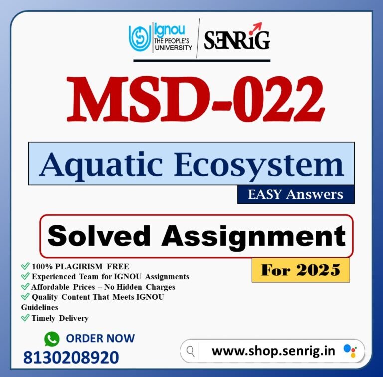 IGNOU MSD-022 Solved Assignment 2025 PDF (English)