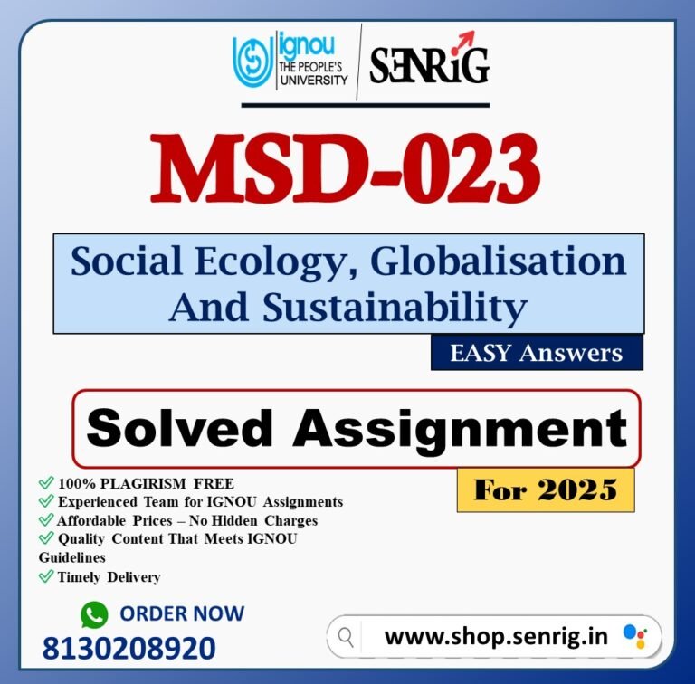 IGNOU MSD-023 Solved Assignment 2025 PDF (English)