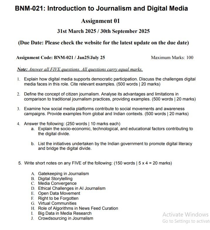 IGNOU BNM-021 Solved Assignment Jan-July 2025 PDF (English)