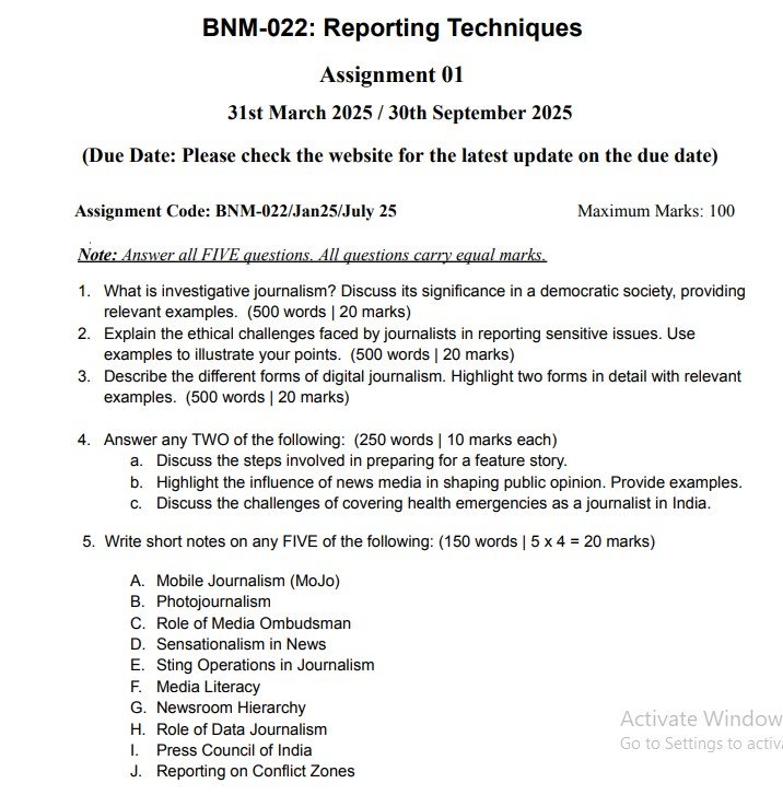 IGNOU BNM-022 Solved Assignment Jan-July 2025 PDF (English)