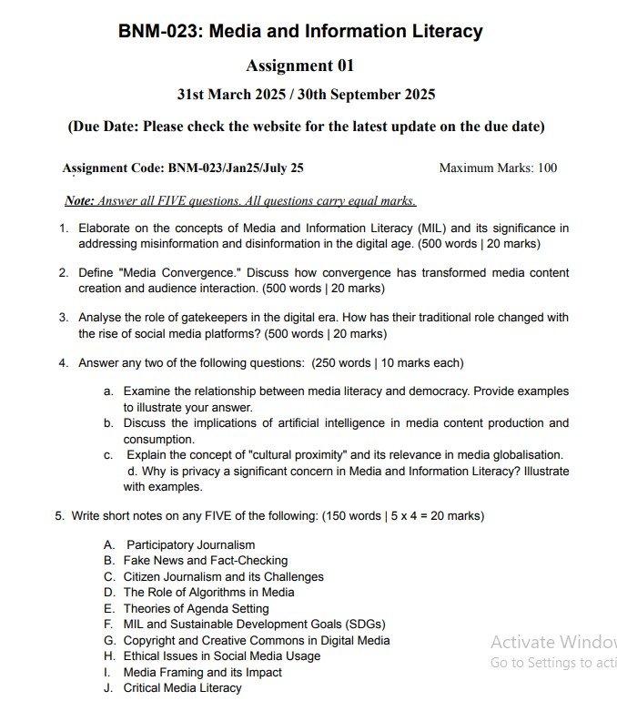 IGNOU BNM-023 Solved Assignment Jan-July 2025 PDF (English)