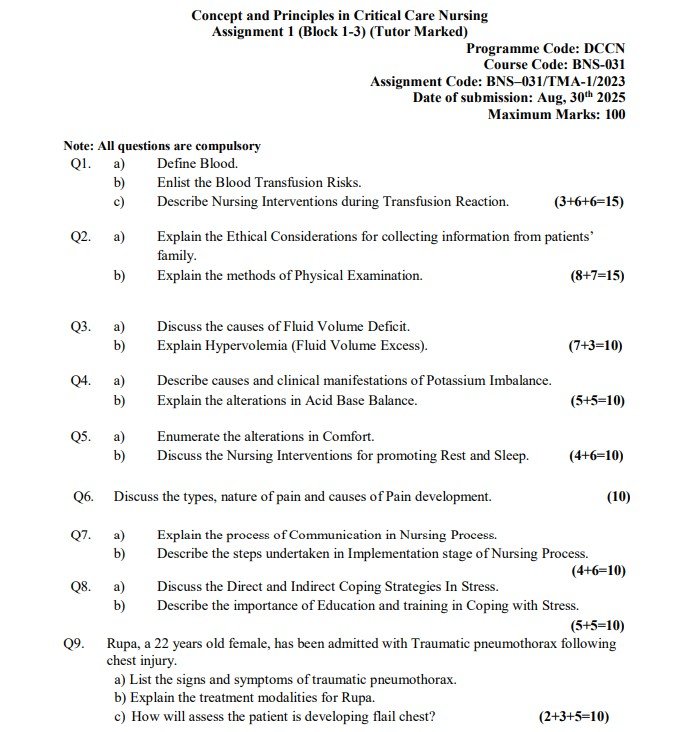 IGNOU BNS 031 TMA-1 Solved Assignment 2025 PDF (English)