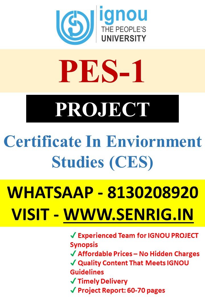 ✅BUY IGNOU CES Project (PES-1) Project Report PDF