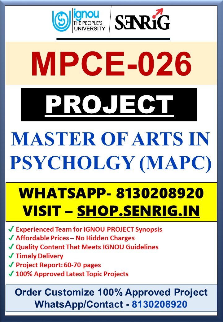 BUY IGNOU MAPC Project (MPCE-026) Project Report PDF