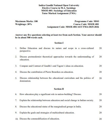 IGNOU MSOE-001 Solved Assignment 2025-26 PDF (English)