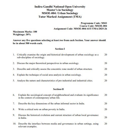 IGNOU MSOE-004 Solved Assignment 2025-26 PDF (English)