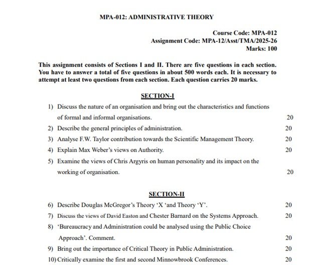IGNOU MPA-012 Solved Assignment 2025-26 PDF (English)