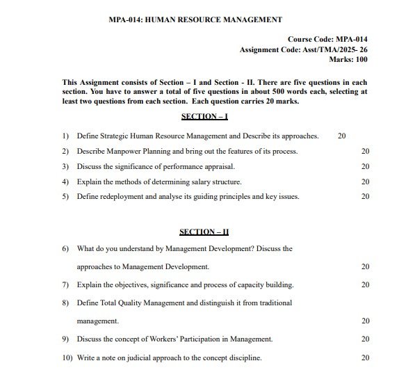 IGNOU MPA-014 Solved Assignment 2025-26 PDF (English)