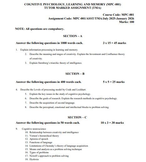 IGNOU MPC-001 Solved Assignment 2025-26 PDF (English)