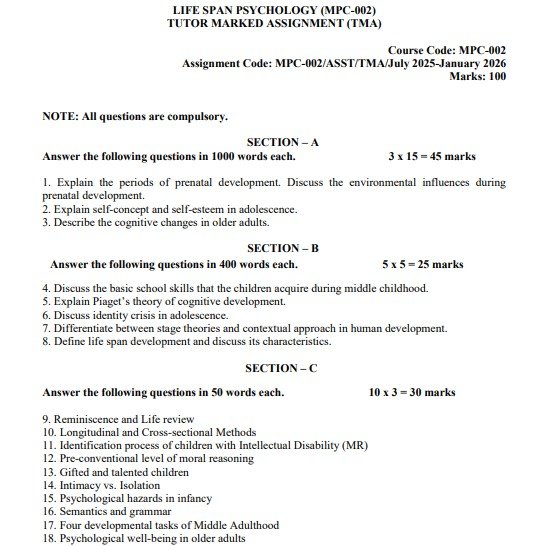 IGNOU MPC-002 Solved Assignment 2025-26 PDF (English)