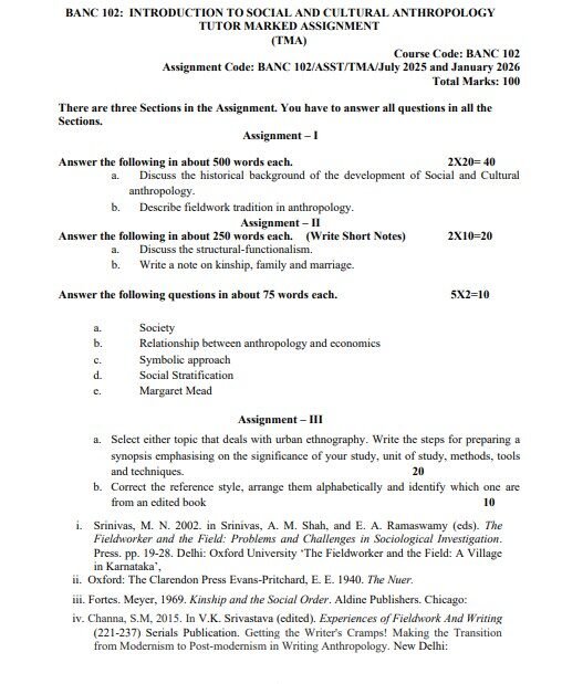 IGNOU BANC 102 Solved Assignment 2025-2026 PDF (English)