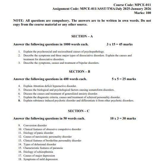IGNOU MPCE-011 Solved Assignment 2025-26 PDF (English)