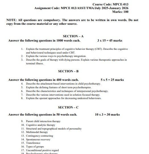 IGNOU MPCE-013 Solved Assignment 2025-26 PDF (English)