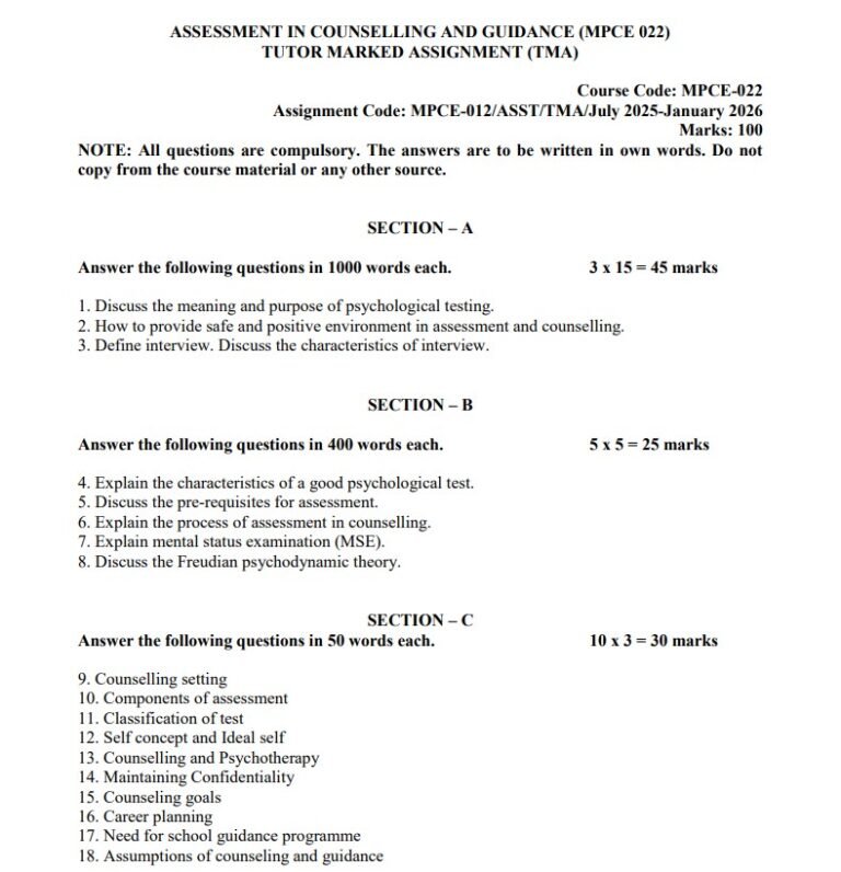 IGNOU MPCE-022 Solved Assignment 2025-26 PDF (English)