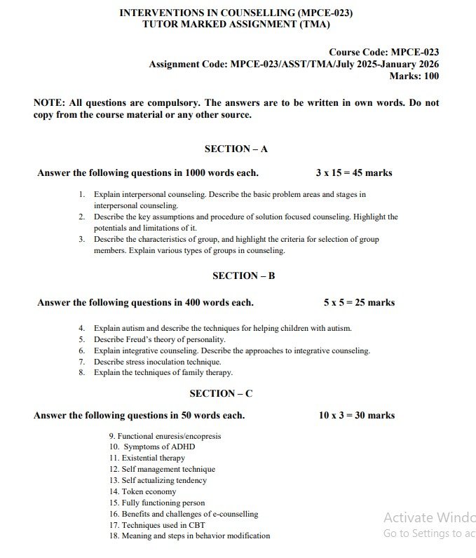 IGNOU MPCE-023 Solved Assignment 2025-26 PDF (English)