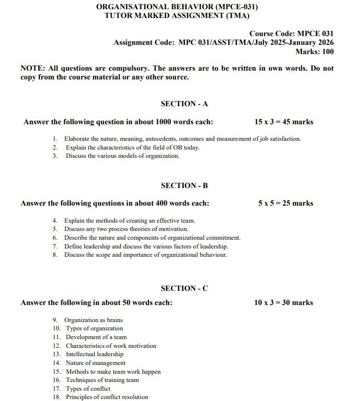 IGNOU MPCE-031 Solved Assignment 2025-26 PDF (English)