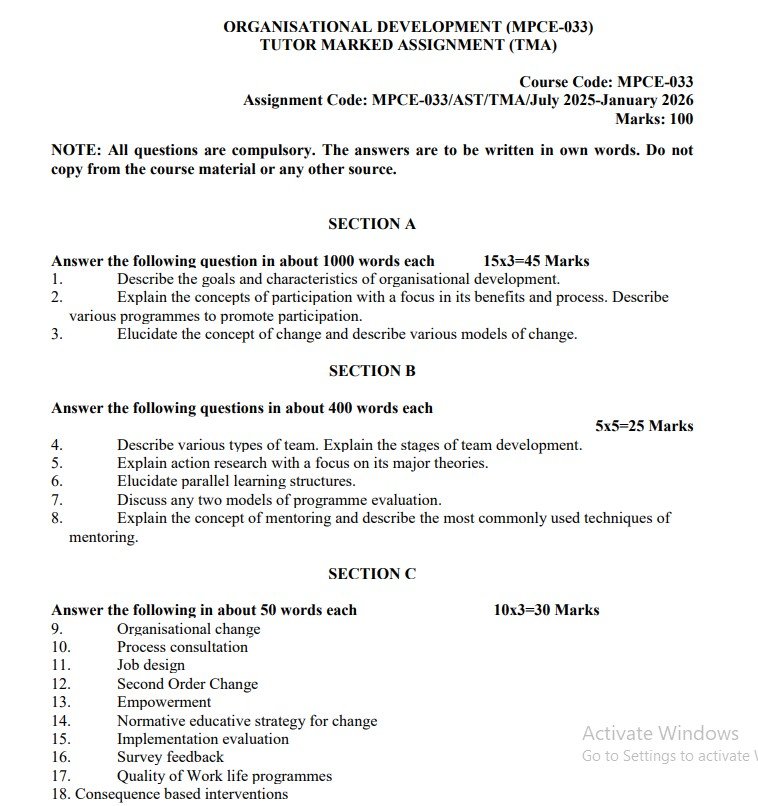 IGNOU MPCE-033 Solved Assignment 2025-26 PDF (English)