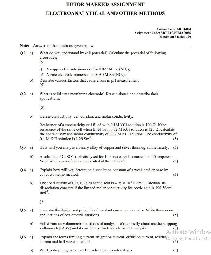 IGNOU MCH-004 Solved Assignment 2026 PDF (English)
