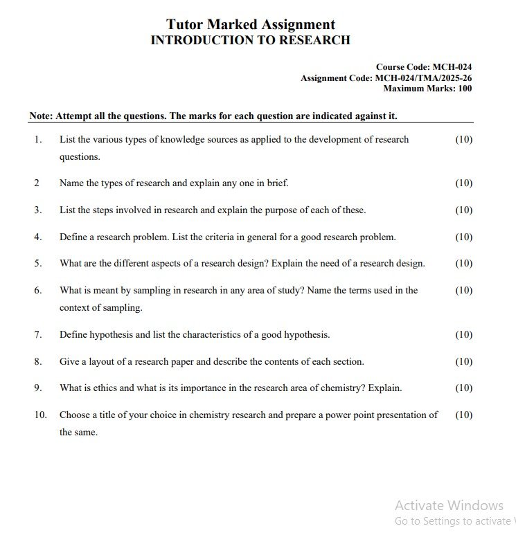 IGNOU MCH-024 Solved Assignment 2025-26 PDF (English)