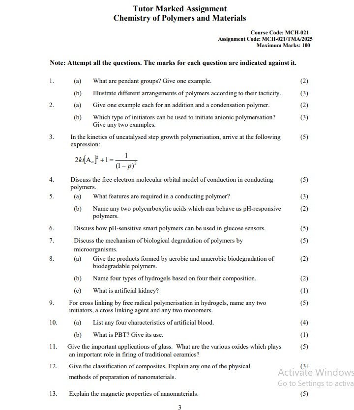 IGNOU MCH-021 Solved Assignment 2025-26 PDF (English)