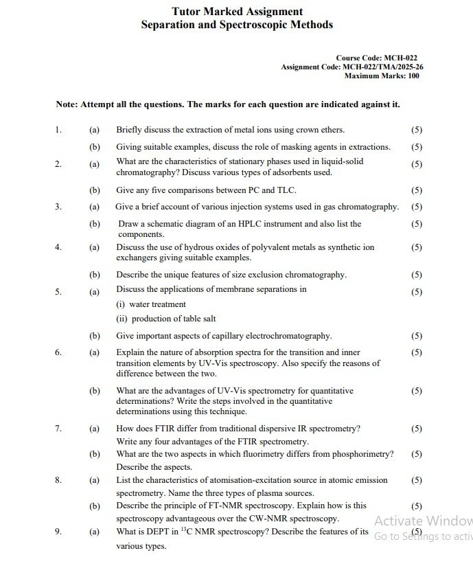 IGNOU MCH-022 Solved Assignment 2025-26 PDF (English)