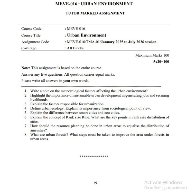 IGNOU MEVE-016 Solved Assignment 2025-26 PDF (English)