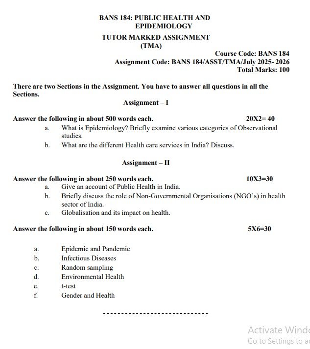 BANS-184 Solved Assignment July 2025- Jan 2026 PDF (English)