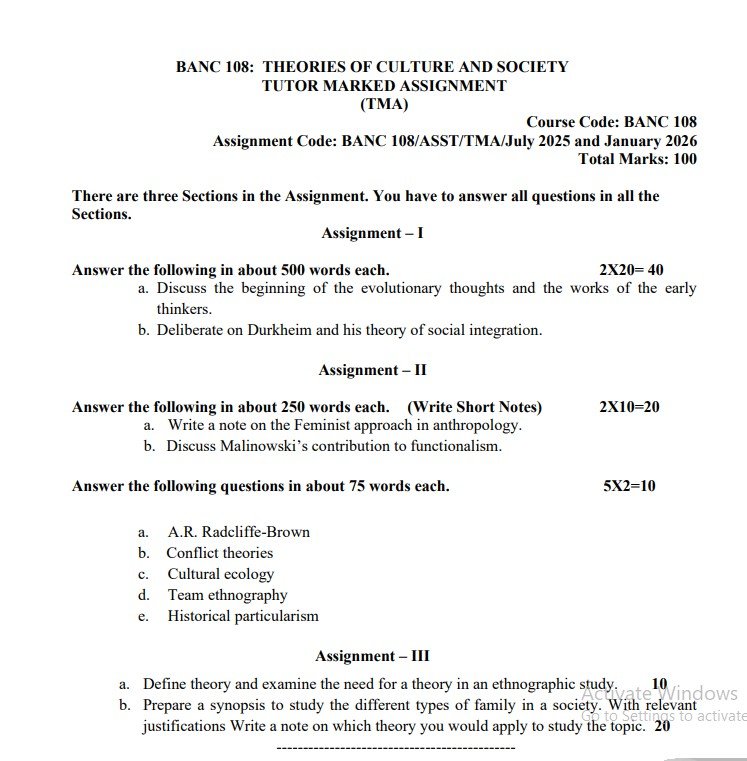 BANC 108 Solved Assignment 2025-2026 PDF (English)