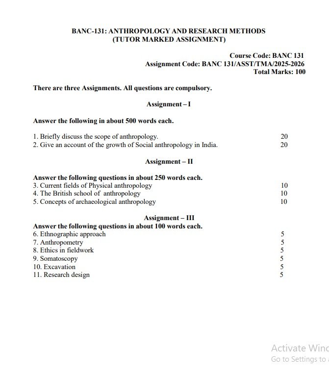 BANC 131 Solved Assignment July 2025-Jan 2026 PDF (English)