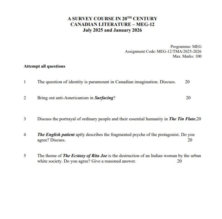 MEG-12 Solved Assignment July 2025-Jan 2026 PDF (English)