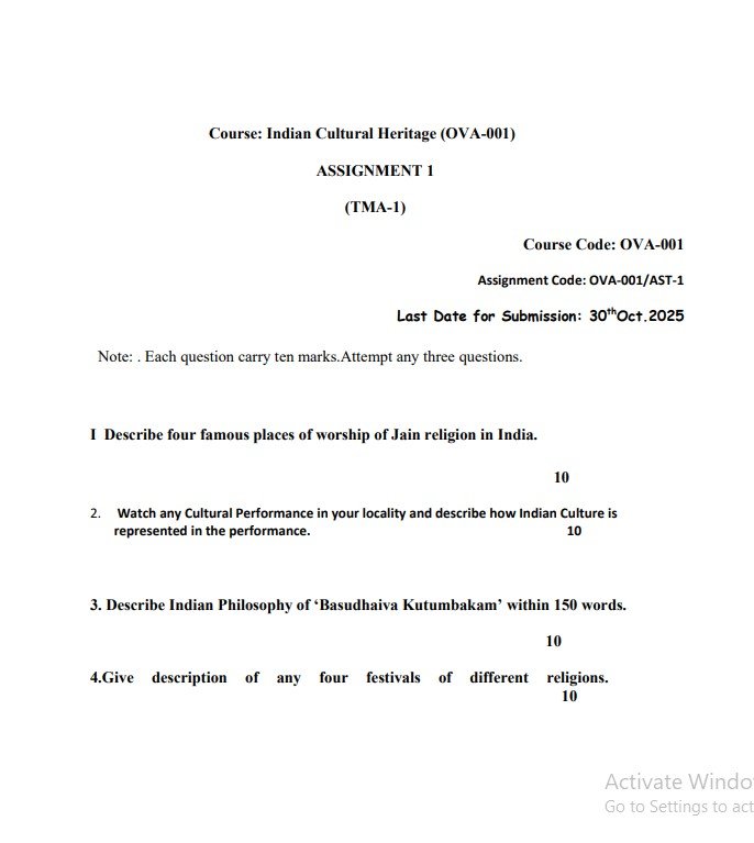 IGNOU OVA-001 Solved Assignment July 2025 PDF (English)