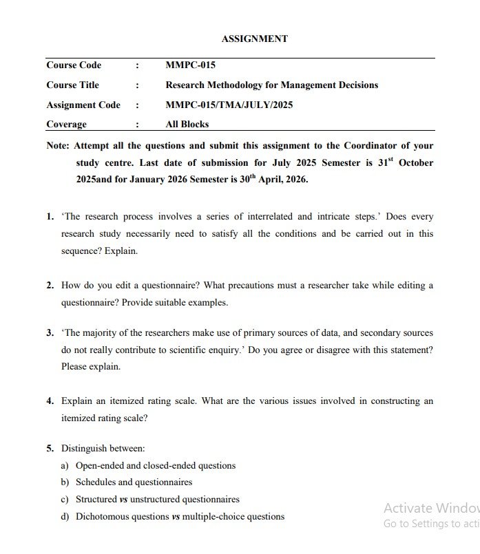 MMPC-015 Solved Assignment July 2025-Jan 2026 PDF (English)