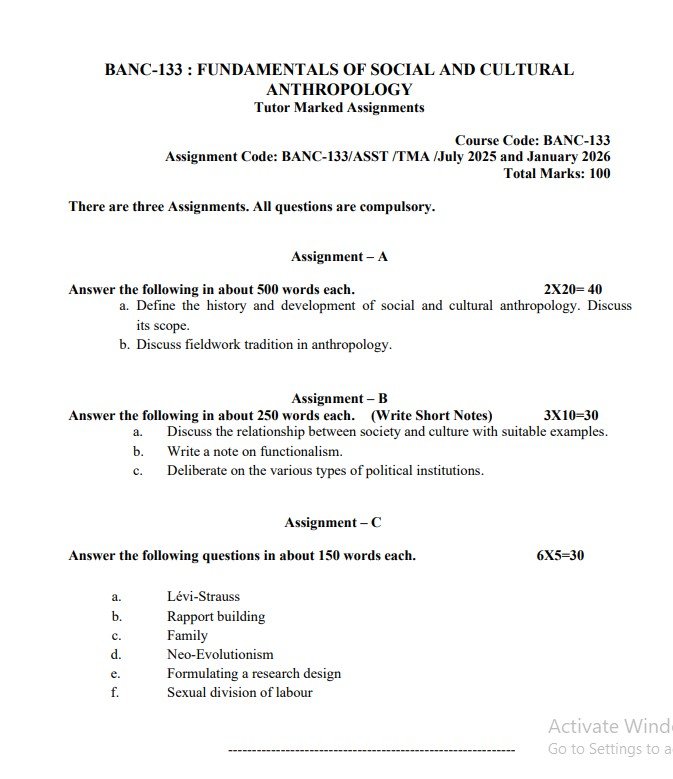 IGNOU BANC 133 Solved Assignment 2025-2026 PDF (English)
