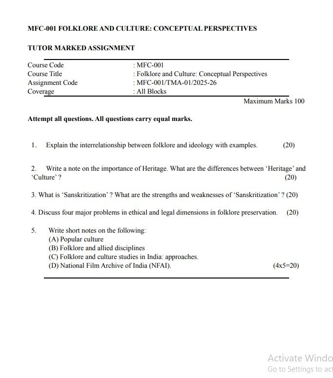 IGNOU MFC-001 Solved Assignment 2025-26 PDF (English)