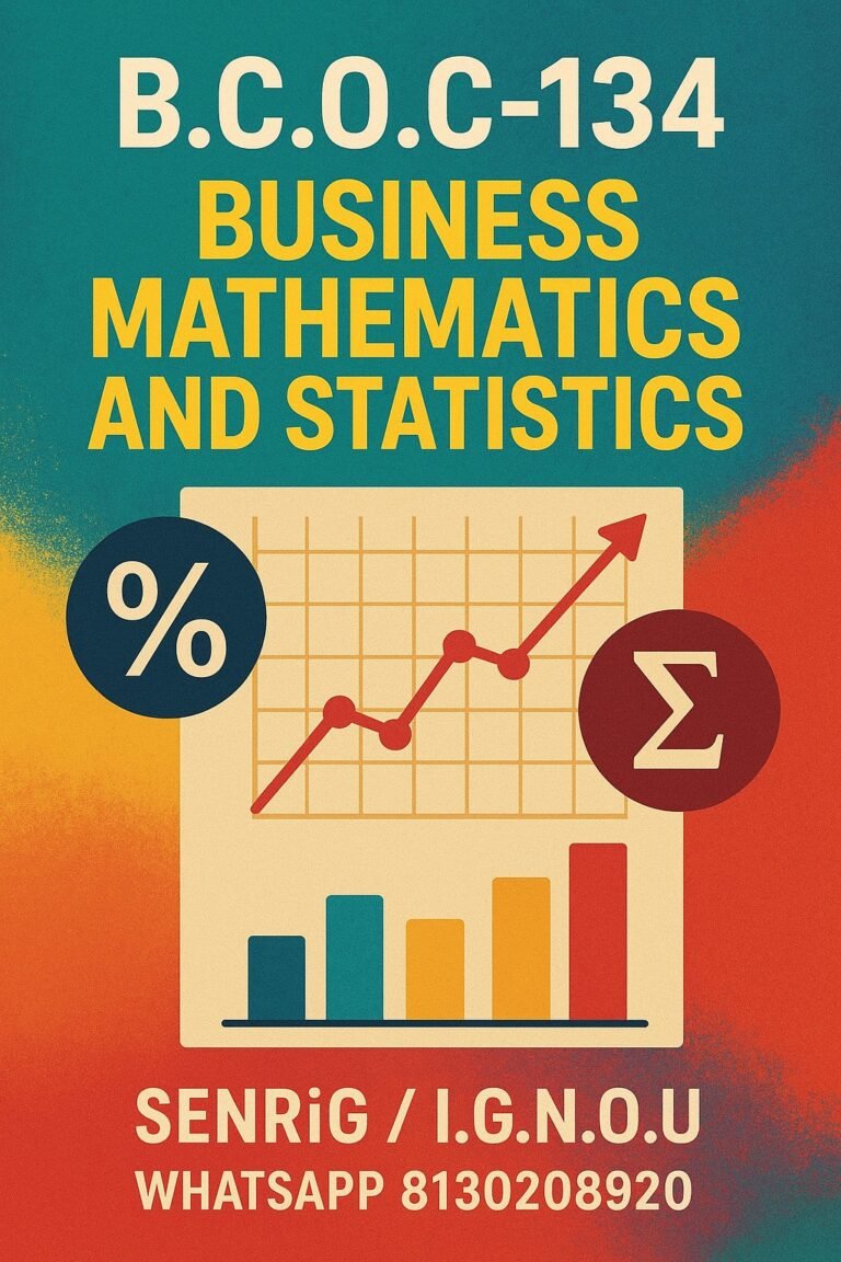 BCOC-134 Business Mathematics and Statistics Help Book Pdf