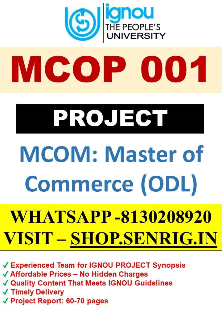 ✅ BUY IGNOU MCOM Project (MCOP 001) Project Report PDF