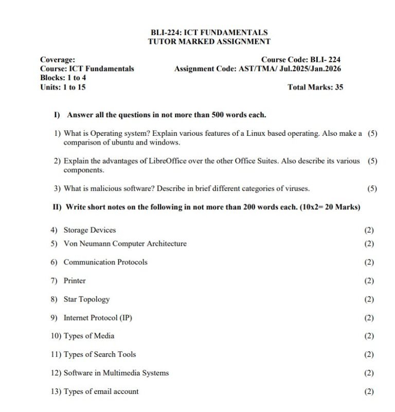 IGNOU BLI-224 Solved Assignment 2025-26 PDF (English)