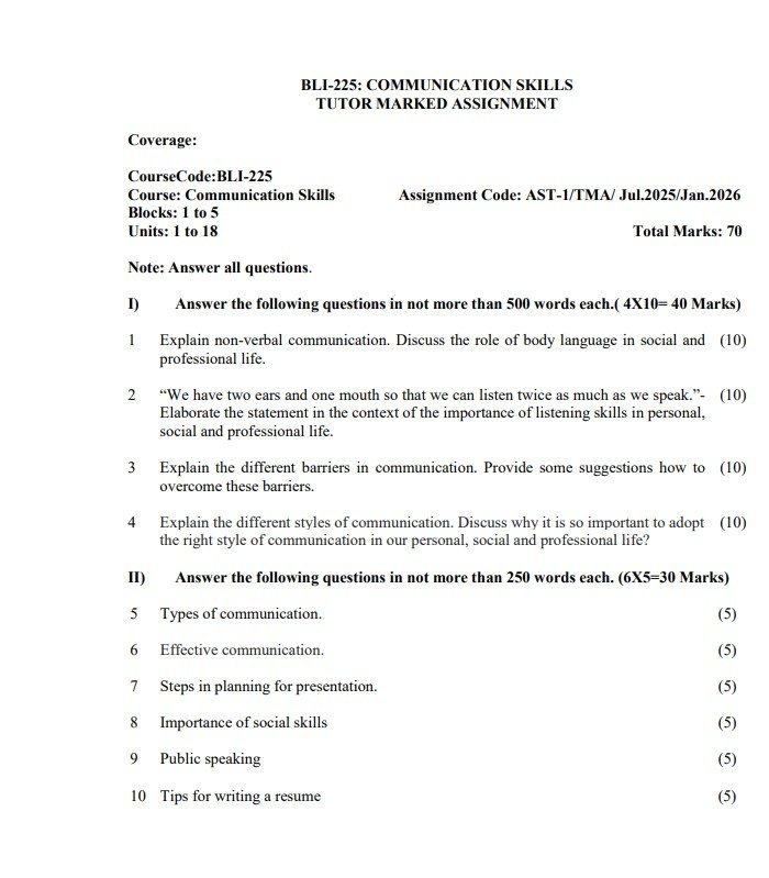 IGNOU BLI-225 Solved Assignment 2025-26 PDF (English)