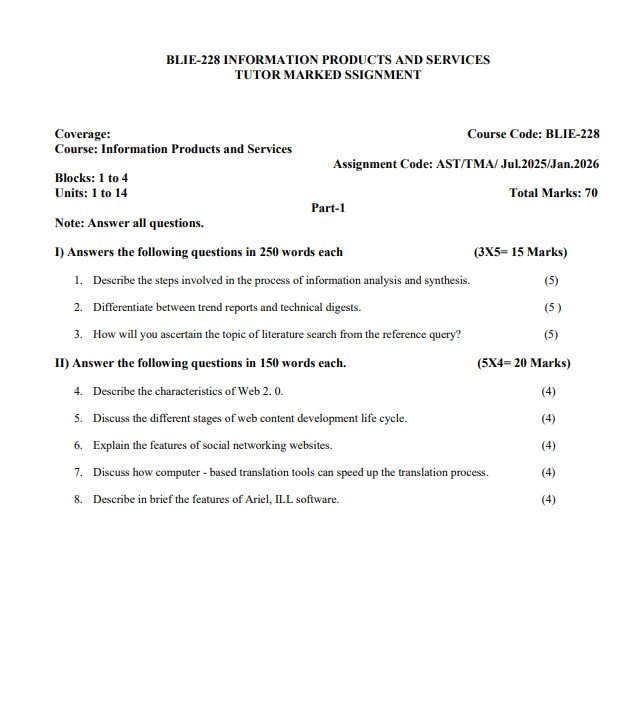 IGNOU BLIE-228 Solved Assignment 2025-26 PDF (English)