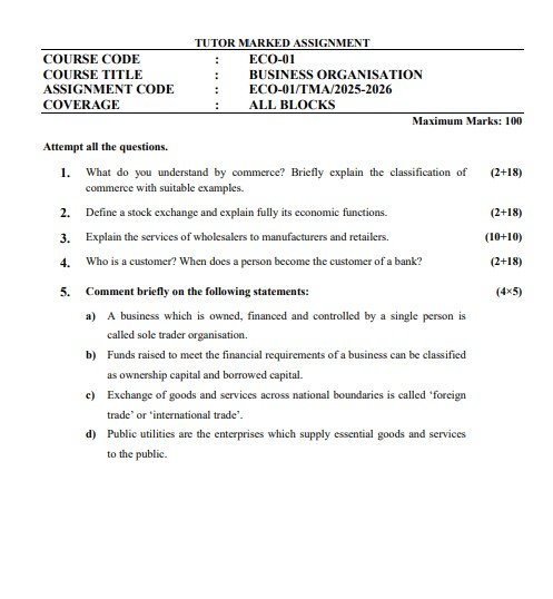 IGNOU ECO-01 Solved Assignment 2025-26 PDF (English)