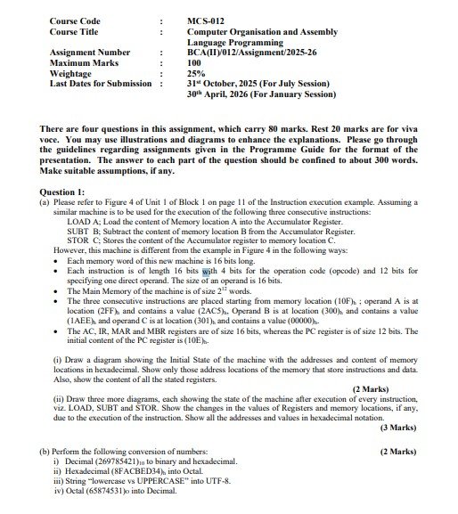 IGNOU MCS-012 Solved Assignment 2025-26 PDF (English)
