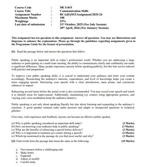 IGNOU MCS-015 Solved Assignment 2025-26 PDF (English)